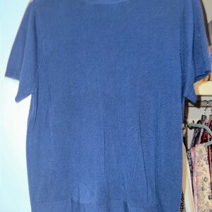 Blue Short Sleeve Knit Top